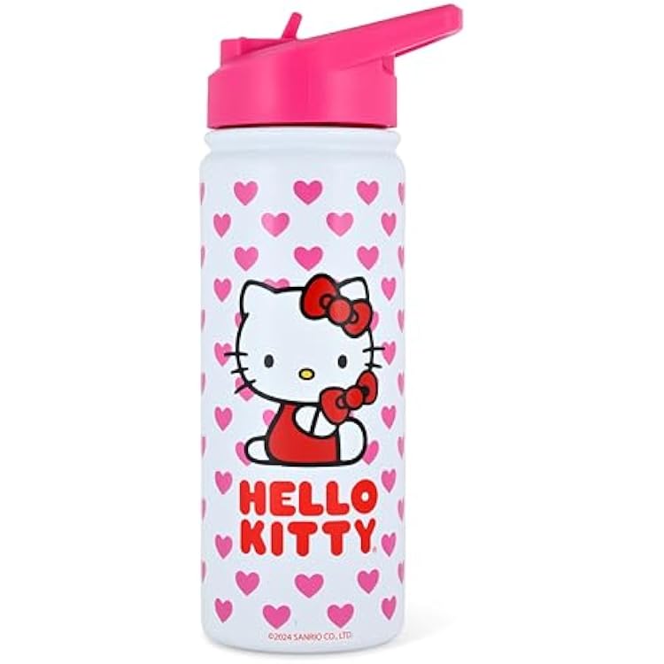 Sanrio Hello Kitty Insulated Water Bottle | 20 oz Stainless Steel Thermos for Kids | Hello Kitty Cup for Girls, Boys | Keeps Cold 24 Hrs, Hot 12 Hrs