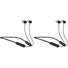 Skullcandy Jib+ Wireless Earbuds,Bluetooth Headphones,Up to 6 Hours Battery,Noise Isolating Fit,Water Resistant,Microphone for iPhone Android,Convenient Collar and 3 Ear Gel Sizes - Black,(Pack of 2)