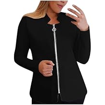 Blazer for Women Plus Size Zip up Long Sleeve Notch Lapel Solid Blazers Slim Fit Minimalist Business Office Suit Coat
