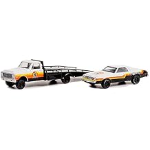 1972 Chevy C-30 Ramp Truck w/ 1976 Chevy Laguna, White - Greenlight 33230A - 1/64 Scale Diecast Car