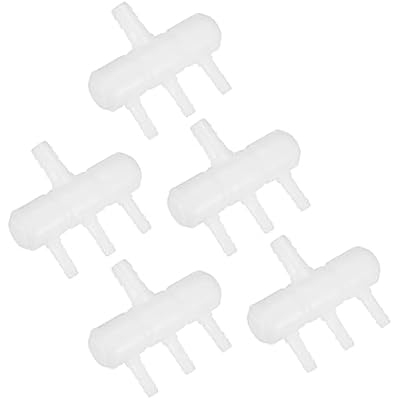 M METERXITY 5-Pack Aquarium Air Valve 8mm to 4mm 3-Ways, Plastic Air Line Tubing Splitter Connector Flow Control Pump Accessories for AquariumFish TankGardenAgriculturalIrrigation [White]