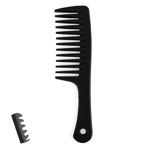 Wide Tooth Comb for Curly, Detangling, and Wet Hair - Large Black Comb for Women