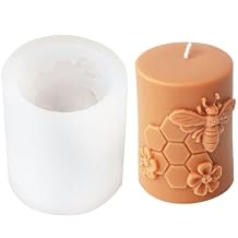 GRAINRAIN Artcraft Bee Cylinder Silicone Candle Soap Mold Honeycomb Flower Hive Beeswax Candle Making Mould (SXY330)