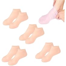 4 Pairs Silicone Moisturizing Socks Women Foot Care Silicone Pedicure Socks Men Anti Slip Spa Gel Socks for Dry Cracked Feet (Skin)
