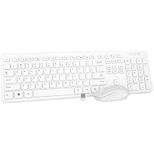 Wireless Keyboard and Mouse Combo - Rii Standard Office PC Keyboard and Optical Wireless Mice (White)