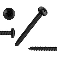 Black Oxide 100 PCS #6x1-1/2(1.5 inch) Stainless Steel Phillips Pan Head Wood Screws,Stainless Steel 18-8 A2(304) Screw,Home Screw Kit by QISHENG