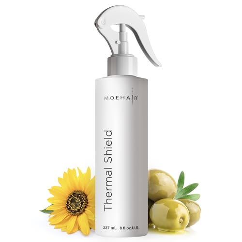 MOEHAIR Professional Grade Heat Protection Spray for Color-Treated and Natural Hair, Thermal Protection for Hair, Tames Flyaways, Reduces Frizz, Adds Shine, Split End Treatment, 8 Fl Oz