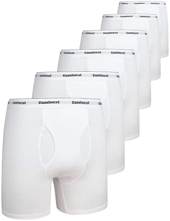 Comfneat Mens 6-Pack Boxer Briefs Soft Breathable Underwear S-XXL Open Fly