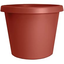 The HC Companies 20 Inch Round Prima Planter - Large Plastic Plant Pot with Rolled Rim for Indoor Outdoor Plants Flowers Herbs, Clay
