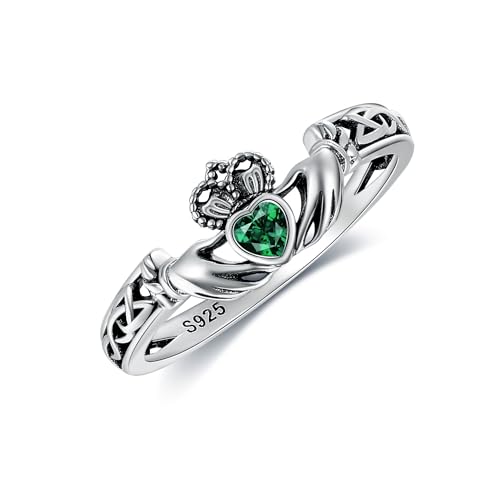 Claddagh Ring 925 Sterling Silver Green Claddagh Jewelry for Women Mom