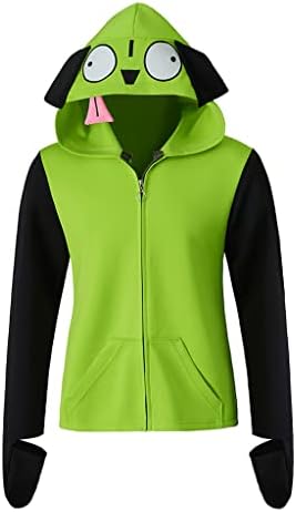 Saniplaycos Green Cosplay Hoodie Costume Zipper Jacket Coat Mens Casual Sweatshirt Hooded Zip Up Pullovers