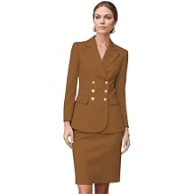 Women's Business Suit 2 Pieces Solid Blazer Skirt Slim Fit Lady Suit Set for Office Work