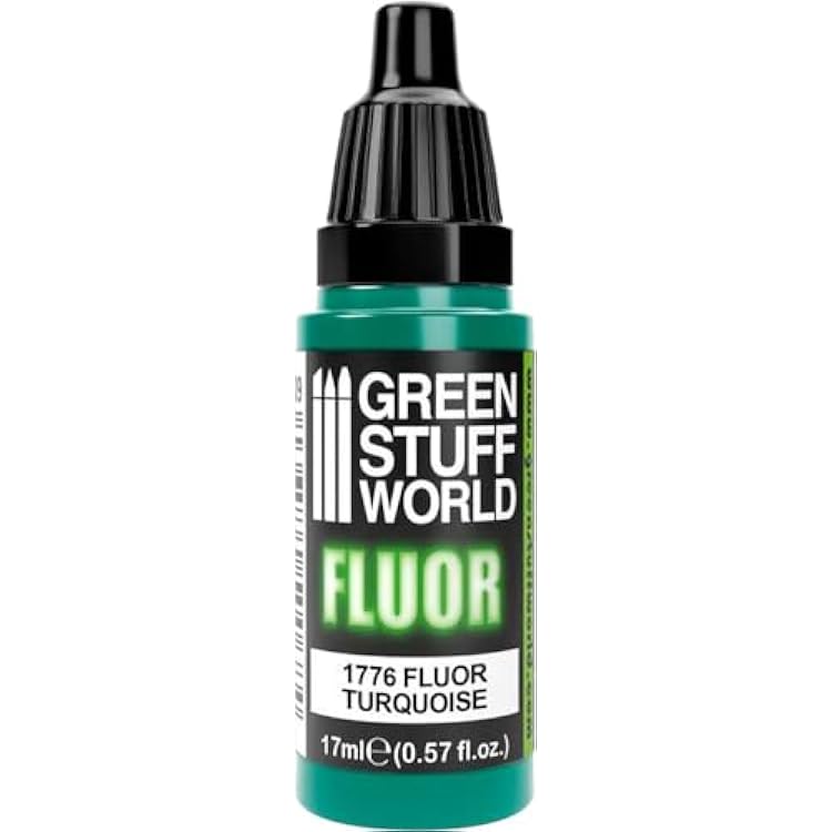 Green Stuff World Fluorescent Acrylic Paint Turquoise 1776 for Models and Miniatures