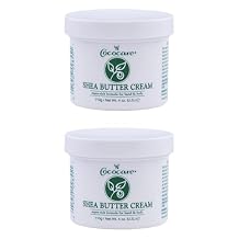 COCOCARE Shea Butter Cream, 4oz Jar - Super Rich Formula, Lightly Scented Body Moisturizer with Coconut Oil - Fast Absorbing Non-Greasy Care for Body, Hands, Feet, Elbows, Knees - 2 Pack