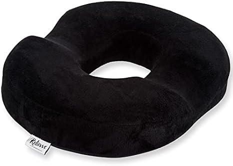 RELIEVVE Donut Pillow for Tailbone Pain Relief, Hemorrhoid Pillow Cushion for Hemorroid Treatment, Prostate, Bed Sores, Pregnancy, Post Natal & More. Firm Density Lifting Cushion