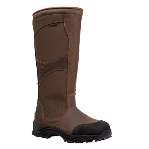 GOODVILLE PreyMaster Mens Waterproof Hunting Snake Boots with Zipper- Puncture and Slip-Resistant Knee High, Pull On Snake Shoes for Men - 17 Inch Height, Rubber sole, Made with SnakeGuard Extreme Material, Breathable, Comfortable, Brown