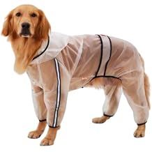 HDKUW Transparent Dog Raincoat with Leash Hole, Hoodie with Reflective Strip Slicker Clear Dog Rain Coat,Transparent Jacket for Small Medium Large Dogs 4XL