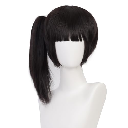 XiongXiongLe Anime Role Halloween Black Short Cosplay Wig Anime Game Women Cos Role Playing Hair Replacement Wigs for Adult Cos Halloween Christmas Party