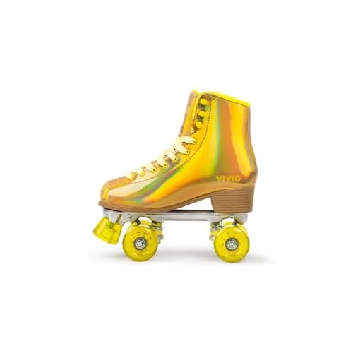 Womens Roller Skates - Retro Vintage Style Holographic Roller Skates with Ankle Support and Padding - Quad Skates for Girls and Women - Indoor and Outdoor Roller Skates