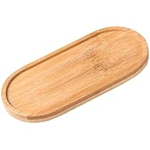 Solid Bamboo Oval Serving Tray - Round Bamboo Wood Plant Succulent Tray for Kitchen, Bathroom & More
