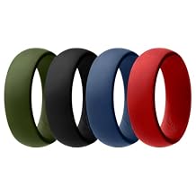 4 Pack - Silicone Ring for Men - Dome Style