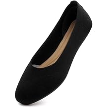 Shoe Land Flats for Women Knit Ballet Flats, Soft Square Toe Slip-On Flat Shoes with Memory Foam, Foldable Lightweight Comfort for Work Travel Daily Wear