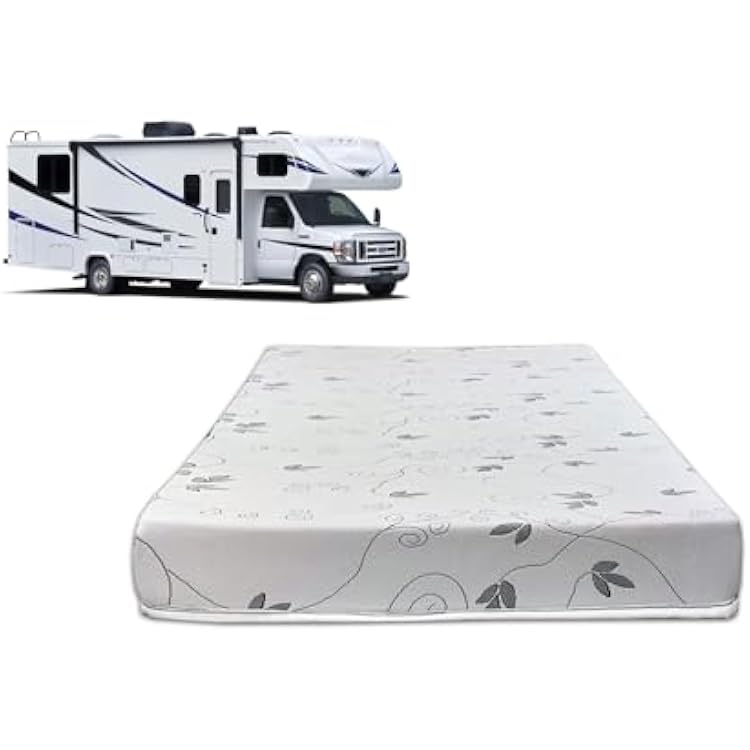 Treaton, 6-Inch High-Density Foam RV Mattress Replacement, Medium Firm, Good for Trailers, Camper Vans, Sofa Bed and Other Furniture Application, Short Queen, White