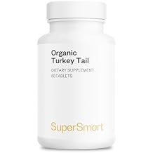 SuperSmart - Organic Turkey Tail 1000mg per Day (High Strength) - Hand-Picked Turkey Tail Mushroom Extract Supplement - 50% Polysacccharides | Non-GMO & Gluten Free - 60 Tablets