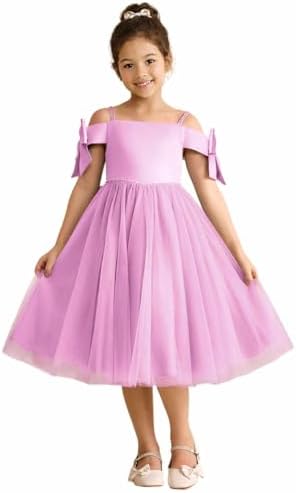 Flower Girl Dress Wedding Guest Beaded Tulle Satin Party Birthday Princess Pageant Gown Kids Tea Length