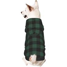 Green Buffalo Check Plaid Dog Hoodie Dog Sweatshirt Pet Wear Hoodie Soft Warm Pet Clothes for Small Medium Dogs Cats X-Large