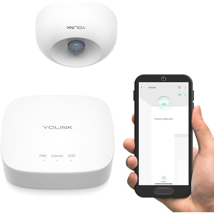 Smart Motion Sensor, YoLink 14 Mile Worlds Longest Range Wireless Motion Detector Compatible with Alexa IFTTT, Movement Detector App Alerts Remote Monitor for Indoor Use, YoLink Hub Included