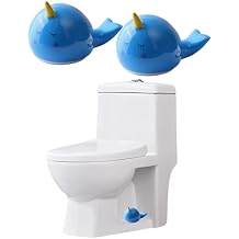WANSHUNLMI Toilet Floor Bolt Caps, Ceramic Toilet Bolt Covers, Cute Bathroom Decor, Fun Animals Themed Gadgets for The Toilet Easy installation (Blue Whale)