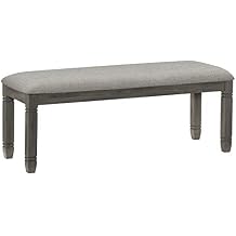 Lexicon Dining Bench with Padded Seat and Wooden Frame, 48" W Entryway Bench, Gray Textured Fabric Upholstered Dining Seat for Kitchen/Living Room, Easy Assembly, Antique Gray