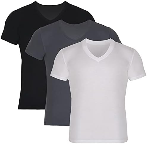 Mens T-Shirts Rayon Made from Bamboo - Modern Fit, Moisture Wicking Undershirt - CrewneckV-Neck Tees, 3-Pack