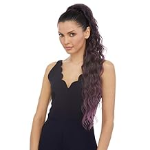Essence Ponytail Color 1 Black - Sepia Wigs Up to 27" Long Wavy Heat Friendly Synthetic African American Pony Drawstring Ariana Cola de Caballo