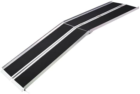 Non-Skid Wheel Chair Ramp 10FT, Aluminium Threshold Ramp, Portable and Foldable Mobility Scooter Ramp, 600 Pound Capacity, Two Separate Pieces, for Home, Steps, Stairs, Doorways, Curbs 10ft