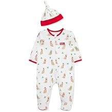 Little Me Clothes for Baby Boys' and Girls' Holiday Footies and Cap Set Romper Sleeper