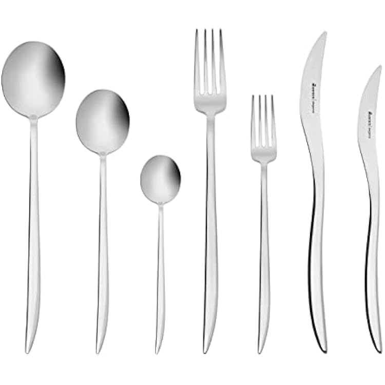 Karaca Amour 84-Piece Elegance Cutlery Set with Box for 12 People, Steel, 12 Pieces Dinner Forks, 12 Tablespoons, 12 Table Knives, 12 Dessert Forks, 12 Dessert Spoons