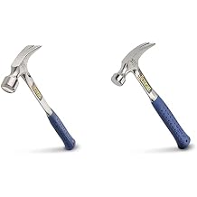 Estwing E322S 22 oz Straight Claw Hammer with Smooth Face & Shock Reduction Grip, Silver & Hammer - 16 oz Straight Rip Claw with Smooth Face & Shock Reduction Grip - E3-16S