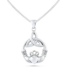 SILVERCLOSEOUT Sterling Silver Womens Celtic Claddagh Charm Necklace, Gift Box, for Women, Hypoallergenic, Nickel Free, Daily Wear, Layering Necklace, Adjustable Length, Gift for Her