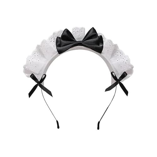 Black Women Girls for Lolita Headband Lace Bow Hair Band Maid Anime Cosplay Headwear Ribbon Bowknot Womens Fashion Headbands Cute Hair Band Party Hair Accessories