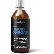 Livingood Daily Liquid Omega 3 Fish Oil, EPA & DHA Supplement with Monk Fruit & Orange Flavor, Supports Heart, Joint & Brain Health, Fish Oil for Men & Women, Non GMO, Gluten Free, 200 ML, 40 Servings
