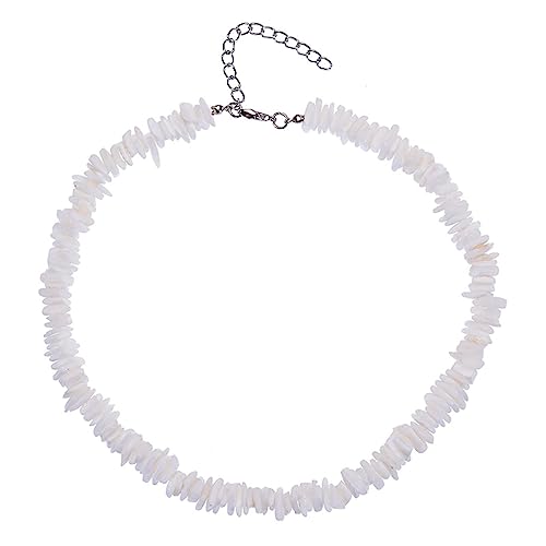 Puka Shell Beach Necklace White Natural Shell Choker Adjustable Necklace Summer Accessories