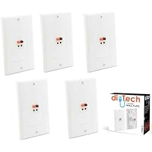 DIYTECH Premium Speaker Wall Plate - Spring Loaded Audio Plate for Home Theater Mount Speakers (5 Pack White)