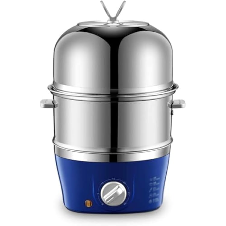 Egg Boiler Electric Egg Boiler Multifunctional Electric Steamer Mini Stainless Steel Egg Cooker Capacity 7 Egg Noise Free Technology Automatic Shut Off Blue 17.5x28cm