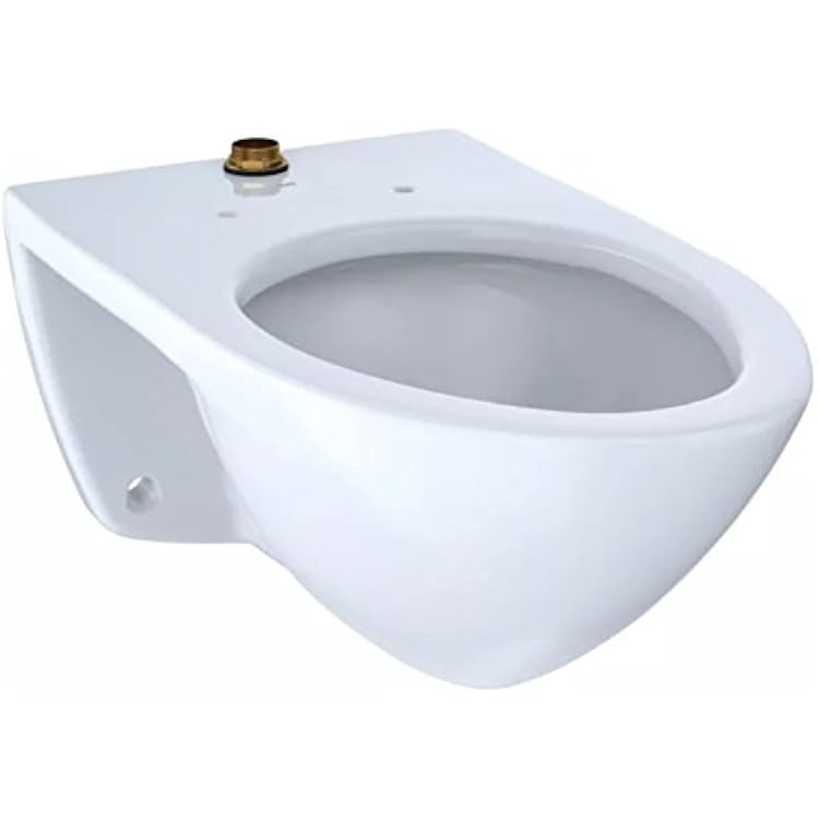 TOTO CT708U#01 Elongated 1.0 GPF Wall-Mounted Flushometer Toilet Bowl with Top Spud, Cotton White-CT708U