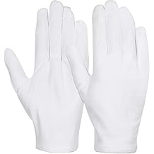 6 Pairs White Cotton Gloves for Dry Hands Eczema SPA Moisturizing, Work Glove Liners for Serving Costume Inspection