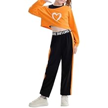 Girls 3 Piece Outfits Graphic Crop Top Camisole and Sweatpants Set Summer Workout Shirt Tank and Pants Overalls