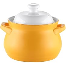 Non-Stick Ceramic Cooking Pot Large Pots Casserole Dish with Lid,Double Handle Lid Pure Ceramic Tureen Soup Ceramic Round White Dish Casserole/Clay Pot/Earthen Pot/Ceramic Cookware,White and y