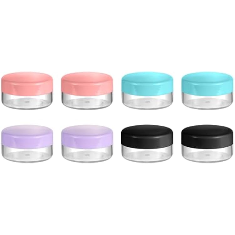 10 Gram 8 pcs Lip Balm Containers Small Plastic Containers Cosmetic Containers Sample Jars Cosmetic Jars Makeup Sample Containers for Lip Balms Lotion Powder Beauty Products